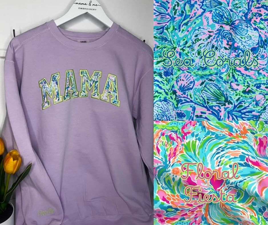 MAMA Lilly Pulitzer Applique Comfortcolors Crewneck Sweatshirt
