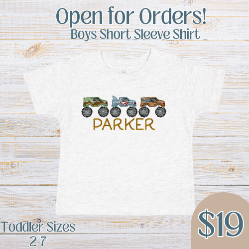 Boys Short Sleeve Monster Truck Shirt