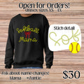 Softball Stitched Mama Crew Neck